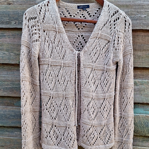 BCBG knit blazer cardigan sweater shawl jacket tan beige - Picture 5 of 5
